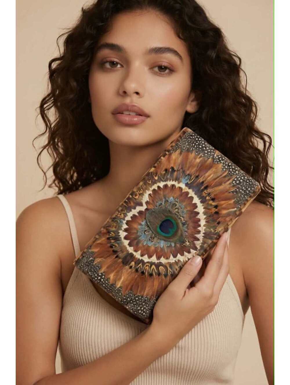 Vintage Peacock Feather Clutch